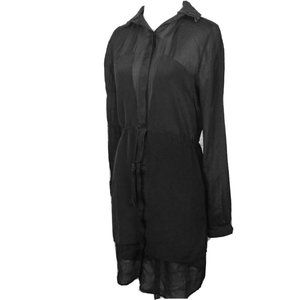 IRO Button Up Dress Cargo Silk Shirtdress Leather Collar